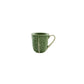 The Bordallo Pinheiro Green Cabbage Dinnerware Collection ceramic mug features a textured green leaf pattern inspired by Portuguese cabbage designs, shown with a handle against a plain white background.
