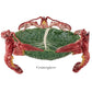 The HIVE Cabbage with Lobsters Serveware Collection centerpiece bowl has a handmade ceramic green leaf design and three red lobster-shaped handles.