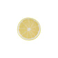 A whimsical top-view lemon slice illustration with visible segments on a white background from the Lemon Collection by Bordallo Pinheiro—ideal for unique tableware designs.
