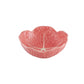 A pink ceramic bowl from the Hive Pink Cabbage Leaf Dinnerware and Serveware Collection is shaped and textured like a cabbage leaf, shown angled against a white background.