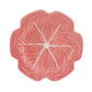A pink plate from the Hive Pink Cabbage Leaf Dinnerware and Serveware Collection, shaped and textured like a five-petal flower with white vein details, shown from above on a white background.