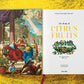 An open book shows an illustrated scene of people with citrus fruits on copper plates on the left page, and "The Book of Citrus" by Taschen against a yellow, villa-like textured background on the right.
