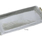 The Beatriz Ball Garden Bamboo Rectangular Tray features a hammered silver aluminum finish and gold bamboo-style handles. Both stylish and functional, this tray is part of the Garden Bamboo Tray Collection. “Long” is noted below the tray.