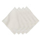 Four Berry Scallop Napkins from Juliska are displayed in a fanned-out pattern on a white background, perfect for pairing with your favorite woven linen tablecloths.