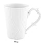 A white porcelain mug with an ornate handle and textured patterns from the Vecchio White Dinnerware Collection by Ginori 1735, presented against a plain background with "Mug" below. Inspired by classic Vecchio Ginori elegance.
