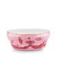 A pink Oriente Italiano Porpora bowl by Ginori 1735 features floral patterns, a scalloped rim, and gold trim—an elegant decor piece from the dinnerware & decor collection. Shown on a white background.