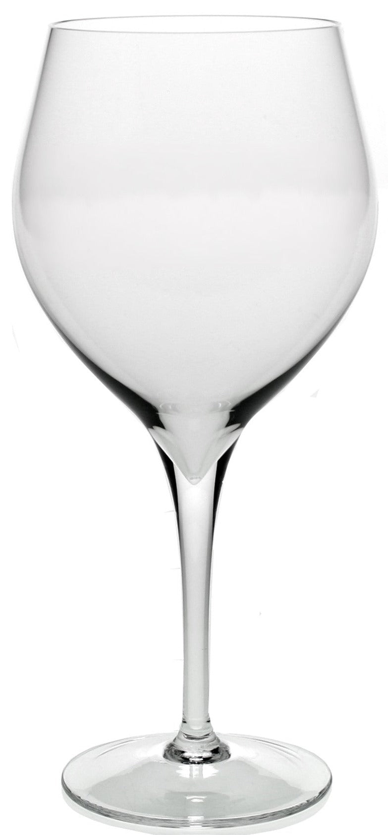The William Yeoward Crystal Lillian Collection wine glass features fine rims and a wide bowl on a long stem, displayed elegantly against a plain white background.