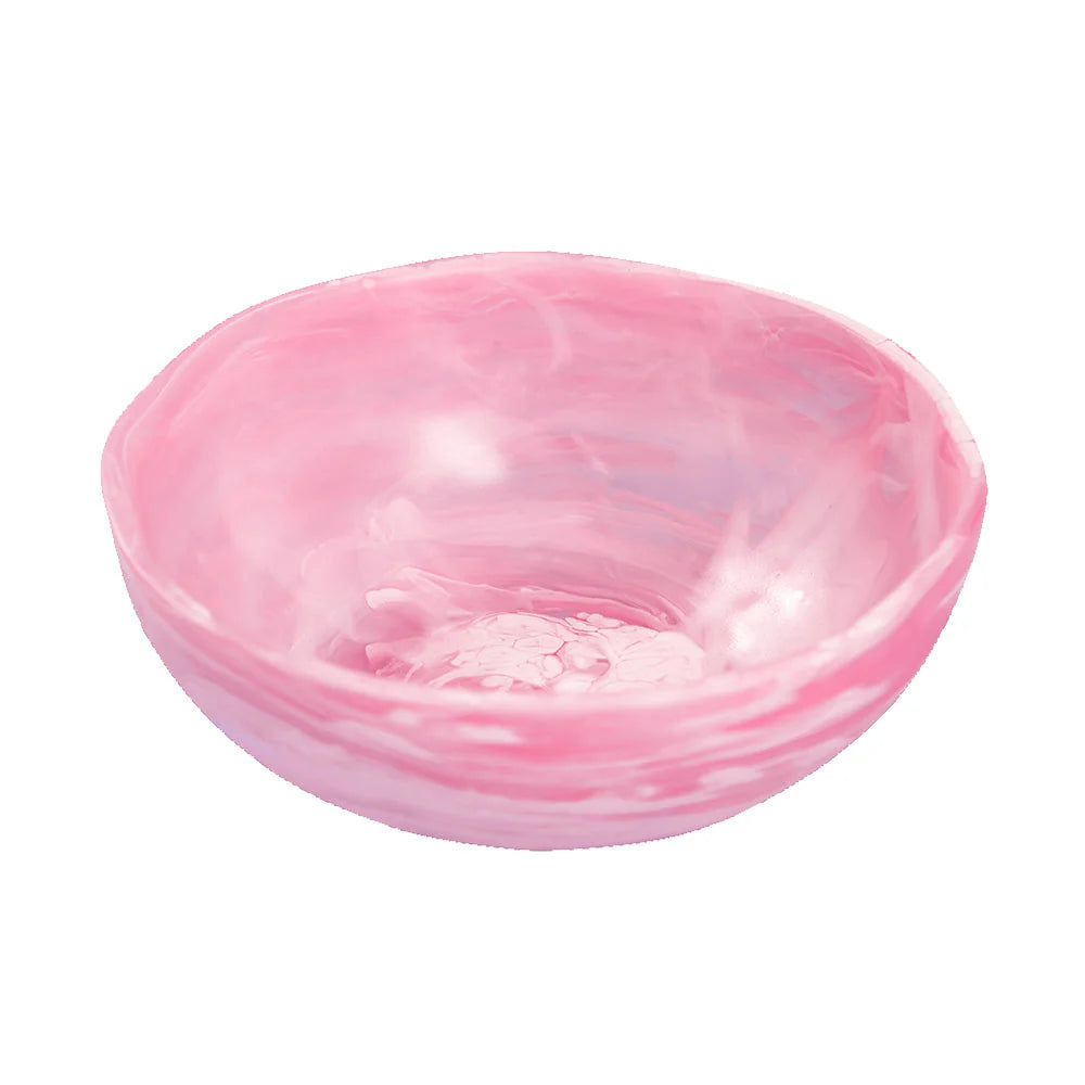 The Pink Swirl Collection bowl by Nashi Home, shown at a slight angle with a glossy finish against a white background, is a stunning serving piece perfect for entertaining or elevating your home decor.