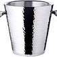 The EDZARD Capri Ice Bucket with Stand Collection features a stainless steel, hammered-finish design with dual side handles, inspired by luxury hotel champagne coolers and displayed against a plain white background.
