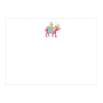 The Caspari Royal Elephant Card Set features a small, colorful decorative elephant with intricate patterns centered on a mostly white background, evoking the elegance of heavyweight stationery.