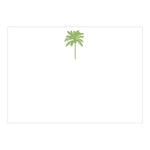 The Green Palm Tree Card Set by Caspari features a centered green palm on a white background, ideal for modern blank correspondence cards made from heavyweight cardstock.