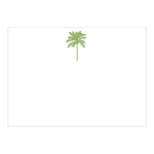 The Green Palm Tree Card Set by Caspari features a centered green palm on a white background, ideal for modern blank correspondence cards made from heavyweight cardstock.
