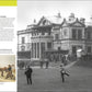 Historic black-and-white photo featured in the Golf Book by Penguin Random House shows golfers playing and spectators watching on the course in front of a grand, old stone clubhouse, capturing a remarkable golfing moment. An inset illustration depicts early golfers in action, highlighting the evolution of golf equipment over the years.