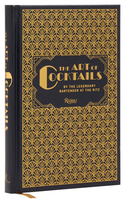A hardcover book titled “The Art of Cocktails” by Penguin Random House, featuring a black and gold geometric cover design and the subtitle “By the Legendary Bartender at the Ritz,” this elegant bartender’s manual includes expertly curated mixology recipes inspired by vintage cocktails.