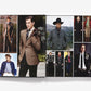 The Abrams book "Ralph Lauren: In His Own Fashion" lies open like a coffee table magazine, showcasing male models in suits, cowboy hats, and western-inspired jackets on its crisp white pages.