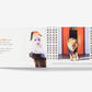 A capuchin monkey in a bellhop hat stands with a lion in a doorway in the Be Our Guest! book, welcoming a guest to the Parker Palm Springs hotel.