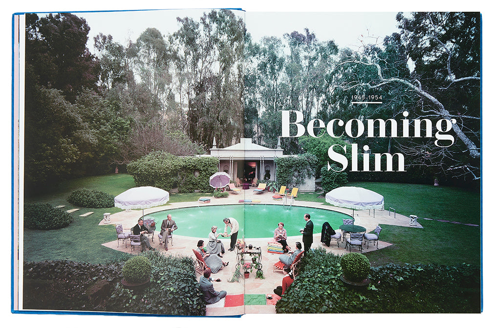 A group of people gathered around a pool at an outdoor social event with the text "Abrams: The Essential Collection" overlaying the image.