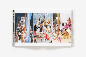 The book "Slim Aarons: Style" by Abrams highlights colorful images of glamorous personalities on sailboats in sunlit activities, reminiscent of Slim Aarons' iconic fashion photography.