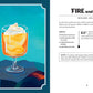 An illustration of a glass filled with an orange drink, crowned with whipped cream and set against a blue background, captures the essence of global cocktail journeys. To the right, a recipe for the “Fire and Ice” cocktail invites you to explore new flavors at home, inspired by *World Cocktail Adventures* from Chronicle Books.