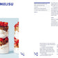 Two glass jars filled with layers of whipped cream, chopped strawberries, and crumbled Cookies & Crumbs gluten-free cookies from Chronicle Books are set against a pale blue background. Recipe instructions and ingredients appear on the right.
