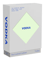 A box set titled “Cocktail Cab: Vodka” from Penguin Random House, featuring essential vodka recipes and classic cocktails in a minimalist white and blue design.
