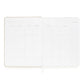 The Sugar Paper Pale Pink Undated Weekly Planner features days of the week columns, empty date squares, and a lined notes section on the right page, offering versatile layouts perfect for use as an undated weekly planner or goal planner.