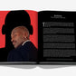 An open Air Jordan book by Assouline shows a man in a suit—channeling Michael Jordan—against a red and black backdrop on the left page, with a business article featuring white text on black on the right.
