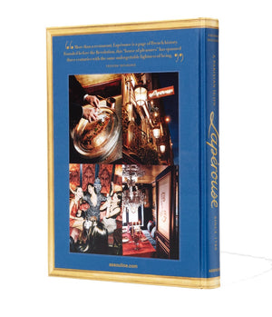 Here is a revised version of your sentence using the provided product data: "Laperouse: A Parisian Icon Since 1766" by Assouline features a gold-bordered cover adorned with four photographs, capturing scenes from the legendary restaurant, its inviting interiors, and convivial group dining moments. The celebratory design pays tribute to this historic Parisian landmark and subtly alludes to its famed wine cellar. A quote graces the top of the cover.
