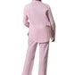 A person, seen from behind, wears the Matouk Matteo Pajama Set—a matching long-sleeve top and pants in pink-and-white classic stripes, crafted from soft seersucker cotton—set against a white background.