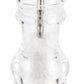 The Peugeot Saveurs Nancy Acrylic Mill from the Salt and Pepper Mill Collection is an 18 cm clear salt grinder with a metal top, pre-filled with coarse salt—ideal for pairing with other mills in the collection.