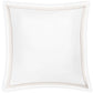 A white rectangular pillowcase from Matouk’s Amara Triple Pearl Bedding Collection, featuring an elegant triple line of tan stitching near the edges and crafted from luxurious Amara sateen, shown against a white background.