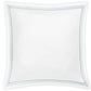Matouk’s Amara Triple Pearl Bedding Collection pillow features an elegant triple pearl embroidered design and a double line of blue stitched border on all sides, displayed against a plain white background.