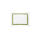 A white rectangular pillow from the Matouk Astor Braid Bedding Collection in Grass, featuring a green embroidered looped border, is centered on a plain white background.