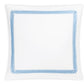The Astor Braid Bedding Collection in Sky by Matouk features a square white pillow with a simple blue looped border, crafted from soft Ceylon percale and photographed on a plain white background.