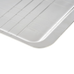 Close-up of the Christofle Graphik Silver-Plated Tray, showcasing its contemporary metallic grid pattern and rounded edges against a plain white background. This refined piece from the Graphik collection brings modern elegance to any setting.