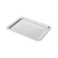 A modern and elegant Christofle Graphik Silver-Plated Tray with raised edges is showcased against a white background, highlighting its refined rectangular design from the GRAPHIK collection.