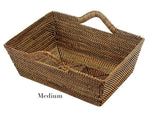 The Rectangular Basket Collection by Calaisio features medium handwoven baskets with a single side handle, shown on a white background—a stylish storage solution for any space.