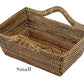 Calaisio Rectangular Basket Collection: Handwoven basket with a single curved handle, labeled "Small" in the bottom left—an elegant storage solution for any room.