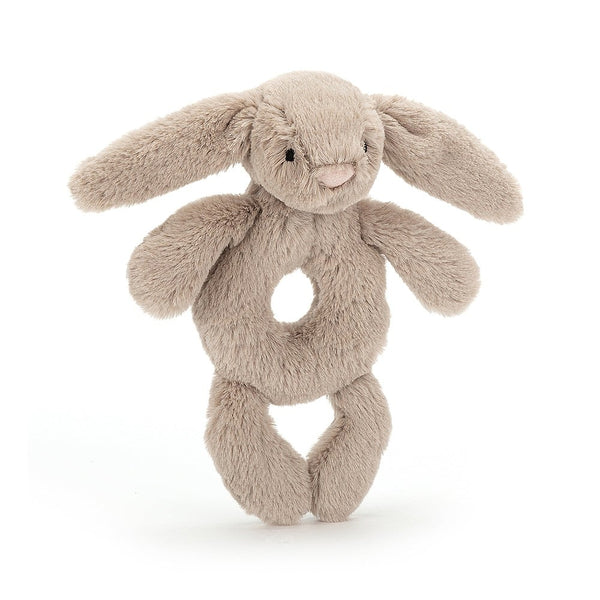 Jellycat Bashful Beige Bunny Grabber - a delightful stuffed bunny toy, showcased against a pristine white background.