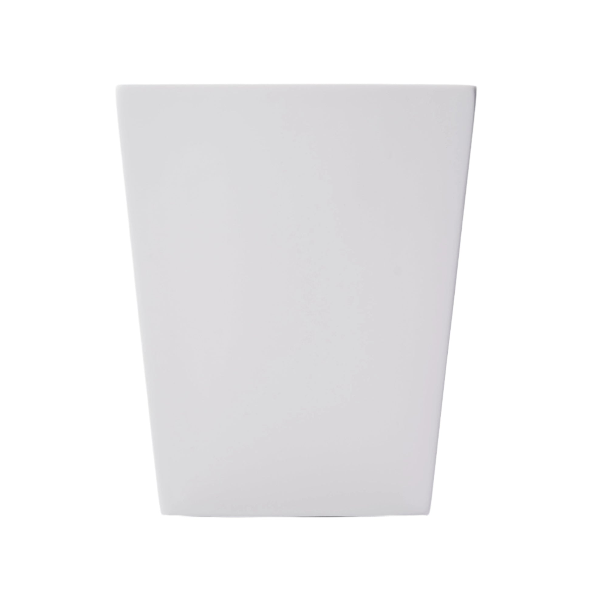 The Solid White Resin Bath Collection waste bin by Nashi Home features a plain, white, rectangular design with subtle tapering, perfectly complementing other resin bath accessories. Shown here against a white background.