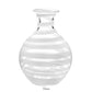 The Bella Bianca Carafe Collection by William Yeoward Crystal features a clear glass carafe with horizontal white stripes, a round body, and a narrow neck. 35 oz capacity. Ideal for serving wine. Proposition 65 warning applies for California residents.