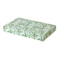 The Addison Ross Palm Beach Backgammon Collection features a rectangular box with a green and white leafy pattern, lacquered exterior, photographed against a plain white background.