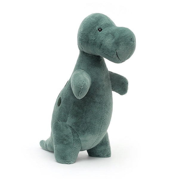 Jellycat Big Spottie T-Rex, a green dinosaur stuffed toy.
