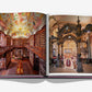 A copy of Assouline's "Budapest Gem" captures the elegant splendor of an ornate library interior, showcasing bookshelves, decorative ceiling art, and intricate wooden details that echo the grandeur found near the Széchenyi Chain Bridge.