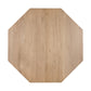 A top-down view of the Bunny Williams Burton Side Table, featuring an oak octagonal design with a natural wood grain finish, set against a white background.