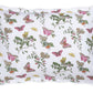 The Baudin Butterfly Pink Bedding Collection by Matouk features a rectangular pillow with a white background, adorned with pink, yellow, and brown butterflies amid green leaves and flowers. Made from soft Egyptian cotton for luxurious comfort.