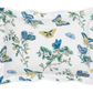 The Baudin Butterfly Blue Bedding Collection by Matouk features a white pillowcase with blue and yellow butterflies and green foliage, crafted from luxurious Egyptian cotton percale.