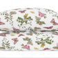 Two white Egyptian Cotton pillows from the Baudin Butterfly Pink Bedding Collection by Matouk, featuring a colorful botanical and butterfly print, stacked horizontally against a plain white background.