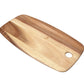 The Be Home Acacia Wood Rectangular Board from Be Home, boasting a natural grain pattern and rounded corners with a small round hole, is sustainably sourced. This piece elegantly complements handcrafted cheese sets with its functionality.