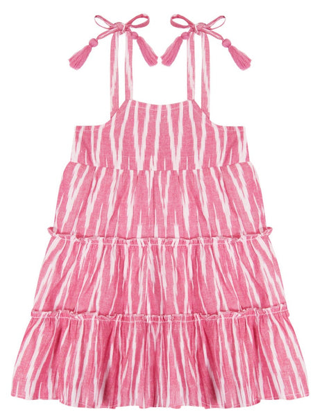 Mer St Barth Bella Girls' Shoulder Tie Sundress by Mer, isolated on a white background.